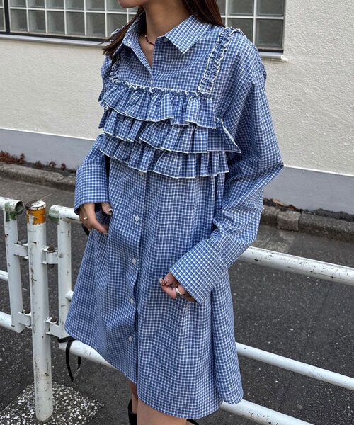 CIAOPANIC（チャオパニック）の「ビスチェSETチェックフリルシャツ（シャツ/ブラウス・レディース・レッド/ホワイト/ブルー・ONE SIZE）」の13枚目の写真