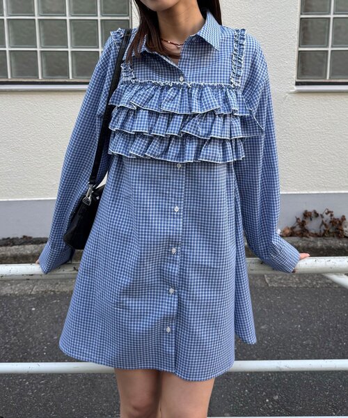 CIAOPANIC（チャオパニック）の「ビスチェSETチェックフリルシャツ（シャツ/ブラウス・レディース・レッド/ホワイト/ブルー・ONE SIZE）」の15枚目の写真