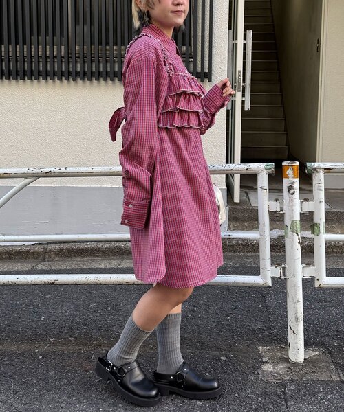 CIAOPANIC（チャオパニック）の「ビスチェSETチェックフリルシャツ（シャツ/ブラウス・レディース・レッド/ホワイト/ブルー・ONE SIZE）」の4枚目の写真