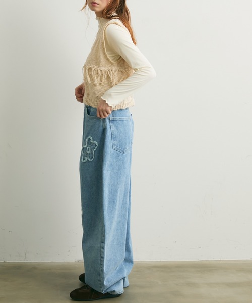 Crisp（クリスプ）の「フリンジスラブニットベスト（ベスト・レディース・コーラル/アイボリー・FREE）」の20枚目の写真