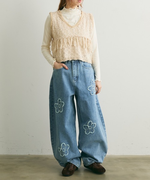 Crisp（クリスプ）の「フリンジスラブニットベスト（ベスト・レディース・コーラル/アイボリー・FREE）」の19枚目の写真