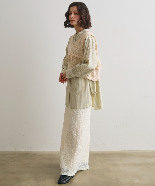 Crisp（クリスプ）の「フリンジスラブニットベスト（ベスト・レディース・コーラル/アイボリー・FREE）」の11枚目の写真