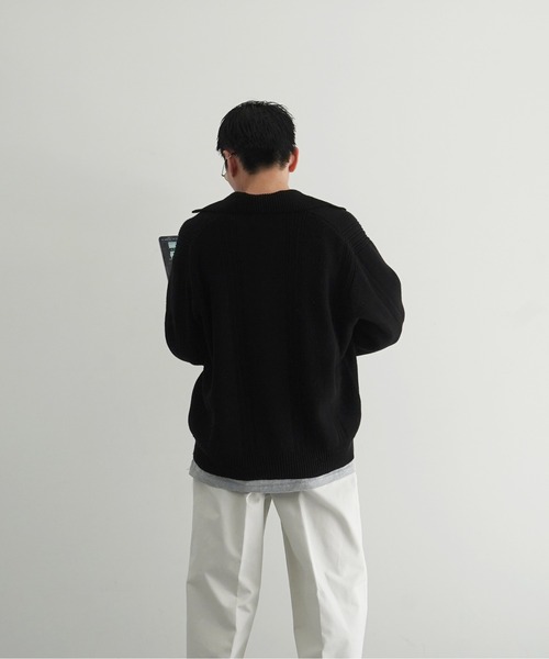 NEONSIGN（ネオンサイン）の「NEONSIGN Drop needle polo (ls)（ポロシャツ・メンズ・ブラック・44）」の7枚目の写真