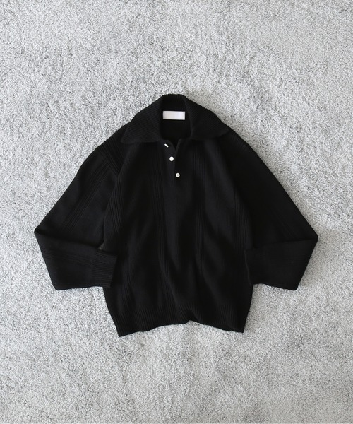 NEONSIGN（ネオンサイン）の「NEONSIGN Drop needle polo (ls)（ポロシャツ・メンズ・ブラック・44）」の8枚目の写真