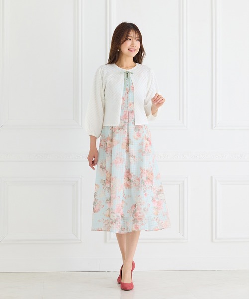 Rose Tiara(ローズティアラ)の「透かし編みニットジャカードカーディガン(カーディガン/ボレロ・レディース・オフホワイト/ブルー/ブラック/イエロー・38/42/46)」の19枚目の写真