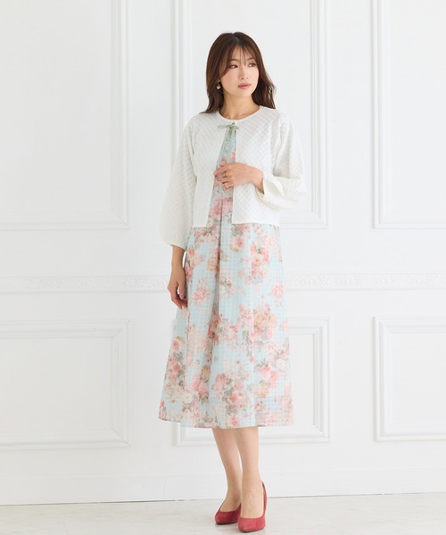 Rose Tiara(ローズティアラ)の「透かし編みニットジャカードカーディガン(カーディガン/ボレロ・レディース・オフホワイト/ブルー/ブラック/イエロー・38/42/46)」の21枚目の写真