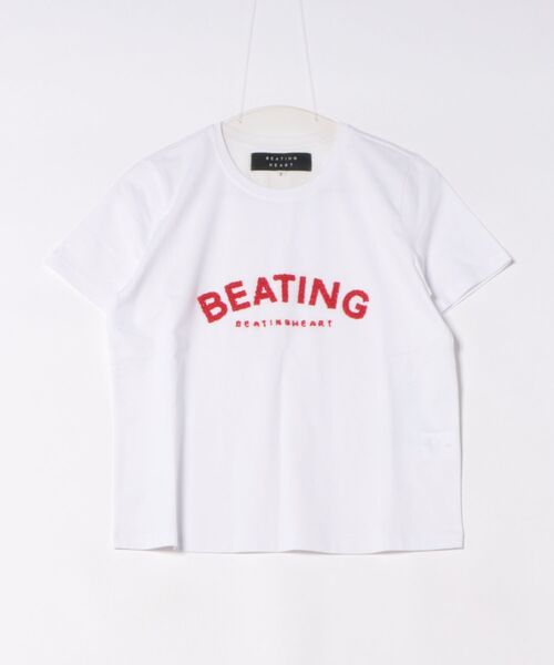 ARCHIVER(アーカイバ)の「【S】【it】【BEATING HEART】ビーズ刺繍 ストレッチT(Tシャツ/カットソー・レディース・ホワイト×ブラック/ホワイト×レッド・2)」の2枚目の写真