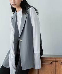 mili an deni（ミリアンデニ）の「ポリレーヨンクロステーラードミドル丈ベスト（スーツベスト）」