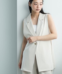 mili an deni（ミリアンデニ）の「ポリレーヨンクロステーラードミドル丈ベスト（スーツベスト）」