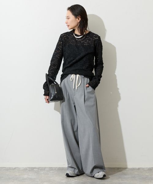 JOURNAL STANDARD（ジャーナルスタンダード）の「《追加2》ストレッチフラワーレースインナー（Tシャツ/カットソー・レディース・ホワイト/ブラック/アイボリー・FREE）」の4枚目の写真