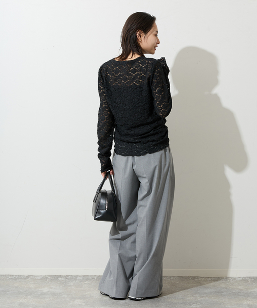 JOURNAL STANDARD（ジャーナルスタンダード）の「《追加2》ストレッチフラワーレースインナー（Tシャツ/カットソー・レディース・ホワイト/ブラック/アイボリー・FREE）」の7枚目の写真