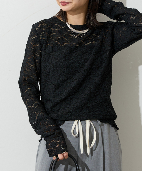 JOURNAL STANDARD（ジャーナルスタンダード）の「《追加2》ストレッチフラワーレースインナー（Tシャツ/カットソー・レディース・ホワイト/ブラック/アイボリー・FREE）」の8枚目の写真