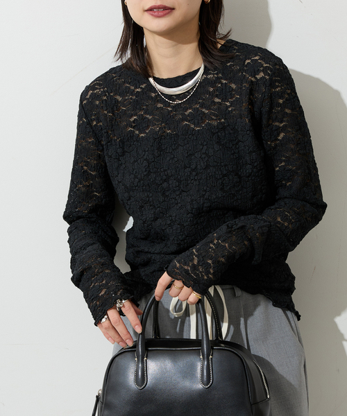 JOURNAL STANDARD（ジャーナルスタンダード）の「《追加2》ストレッチフラワーレースインナー（Tシャツ/カットソー・レディース・ホワイト/ブラック/アイボリー・FREE）」の9枚目の写真