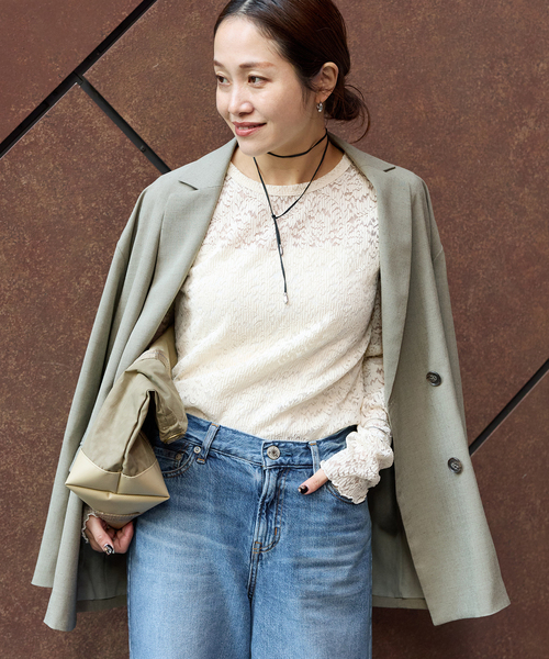 JOURNAL STANDARD（ジャーナルスタンダード）の「《追加2》ストレッチフラワーレースインナー（Tシャツ/カットソー・レディース・ホワイト/ブラック/アイボリー・FREE）」の15枚目の写真