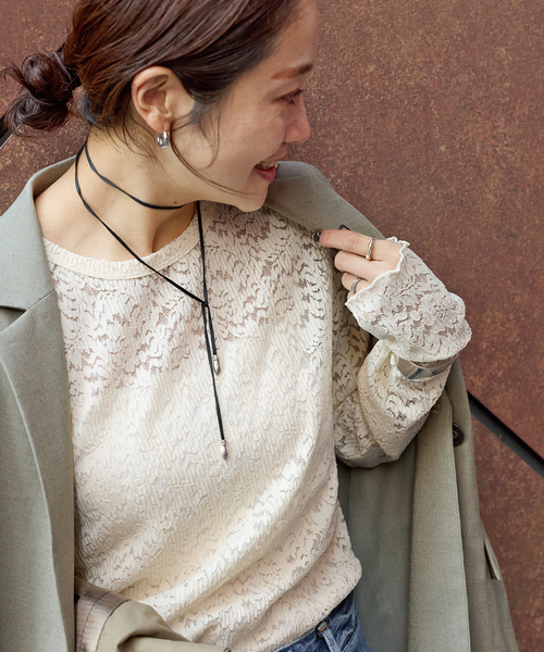 JOURNAL STANDARD（ジャーナルスタンダード）の「《追加2》ストレッチフラワーレースインナー（Tシャツ/カットソー・レディース・ホワイト/ブラック/アイボリー・FREE）」の16枚目の写真