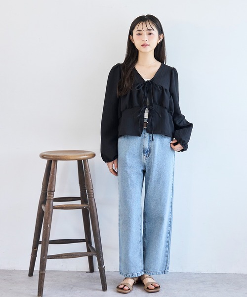 mil(ミル)の「クロップド丈 ダブルリボン ブラウス 【587240】(シャツ/ブラウス・レディース・ブラック/ベージュ/オフホワイト・ONESIZE)」の17枚目の写真