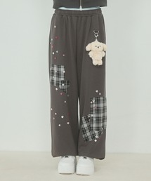【セットアップ可能】パッチワークデザインボタンスウェットパンツ / Patchwork Design Button Sweatpants