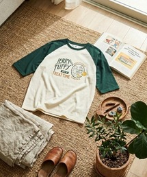 【TOM&JERRY/トムとジェリー】トムジェリプリント ラグラン配色7分袖Tシャツ