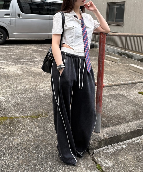 Figments(フィグメンツ)の「アシメサイドラインスウェットパンツ(スウェットパンツ・レディース・ブラック・FREE)」の14枚目の写真