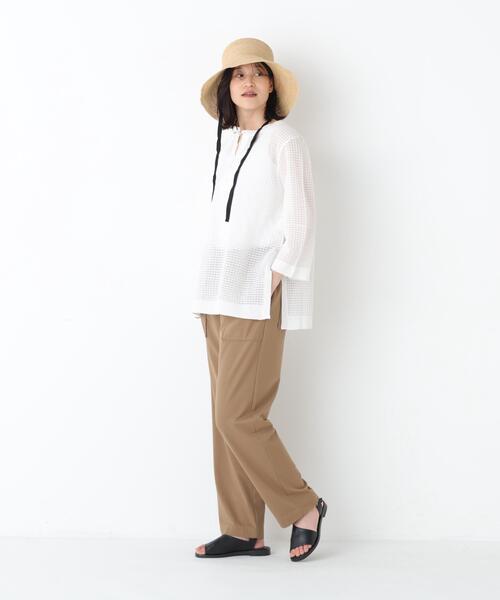 human woman(ヒューマンウーマン)の「◆【大人気追加生産 / ジャージー素材/ウォッシャブル】カノコストレッチベイカーパンツ(その他パンツ・レディース・ネイビー/ベージュ系その他/ブラック・LARGE/SMALL/MEDIUM)」の10枚目の写真