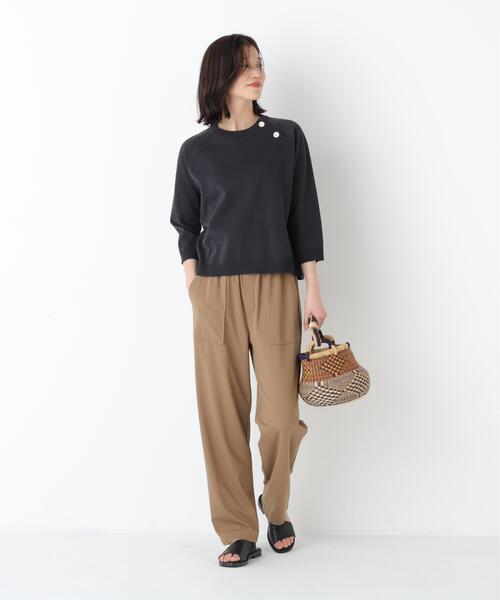 human woman(ヒューマンウーマン)の「◆【大人気追加生産 / ジャージー素材/ウォッシャブル】カノコストレッチベイカーパンツ(その他パンツ・レディース・ネイビー/ベージュ系その他/ブラック・LARGE/SMALL/MEDIUM)」の11枚目の写真