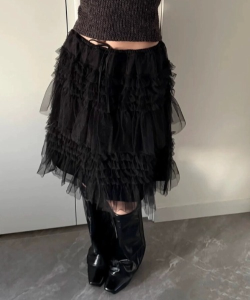 Vipoa（ヴィポア）の「race design cake skirt（スカート・レディース・ホワイト/ブラック・FREE）」の2枚目の写真