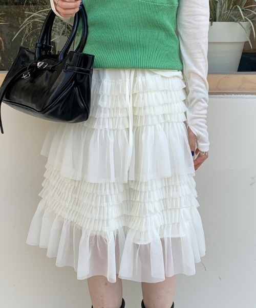 Vipoa（ヴィポア）の「race design cake skirt（スカート・レディース・ホワイト/ブラック・FREE）」の11枚目の写真