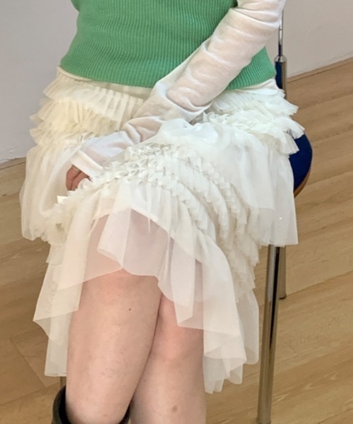 Vipoa（ヴィポア）の「race design cake skirt（スカート・レディース・ホワイト/ブラック・FREE）」の14枚目の写真