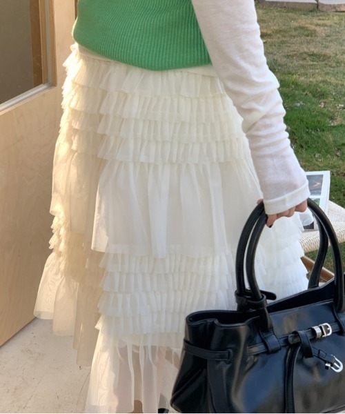 Vipoa（ヴィポア）の「race design cake skirt（スカート・レディース・ホワイト/ブラック・FREE）」の15枚目の写真