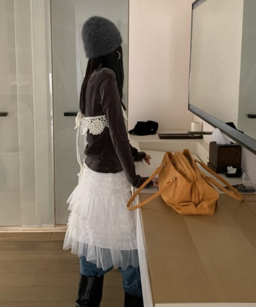 Vipoa（ヴィポア）の「race design cake skirt（スカート・レディース・ホワイト/ブラック・FREE）」の4枚目の写真