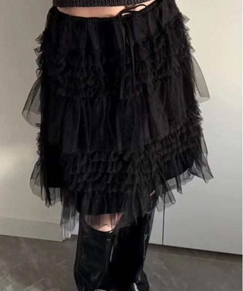 Vipoa（ヴィポア）の「race design cake skirt（スカート・レディース・ホワイト/ブラック・FREE）」の8枚目の写真