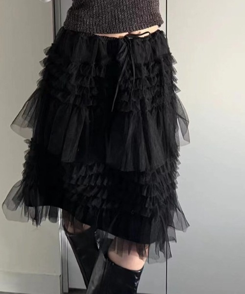 Vipoa（ヴィポア）の「race design cake skirt（スカート・レディース・ホワイト/ブラック・FREE）」の7枚目の写真