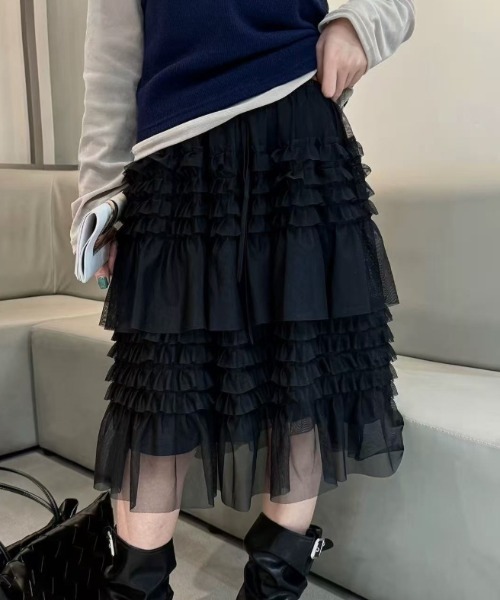 Vipoa（ヴィポア）の「race design cake skirt（スカート・レディース・ホワイト/ブラック・FREE）」の9枚目の写真