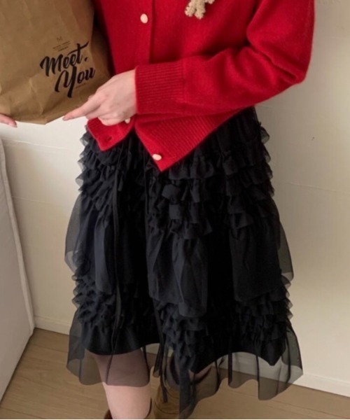 Vipoa（ヴィポア）の「race design cake skirt（スカート・レディース・ホワイト/ブラック・FREE）」の10枚目の写真