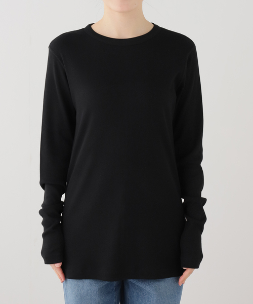 JOURNAL STANDARD LUXE(ジャーナルスタンダード ラックス)の「テレコ クルーネックプルオーバー(Tシャツ/カットソー・レディース・ホワイト/ブラック・FREE)」の4枚目の写真