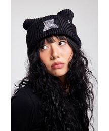 WHITE SANDS（ホワイトサンズ）の「アニマルワッペン ツートーンイヤービーニー【ヒョウ】（ニットキャップ/ビーニー）」