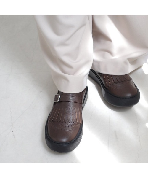 Pointer(shoes)(ポインター)の「【本革・日本製】フリンジ 付き 厚底スリッポン ローファー(スリッポン・レディース・グレー/ライトグレー/ブラック/ブラウン・24cm/23.5cm/23cm/22.5cm/24.5cm)」の16枚目の写真