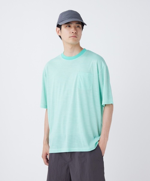 Snow Peak(スノーピーク)の「Snow Peak / Summer Wool Stripe T-Shirt サマーウールストライプTシャツ(Tシャツ/カットソー・メンズ・ブラック/グレイッシュベージュ/ライトグリーン・S/M/L/XL)」の1枚目の写真