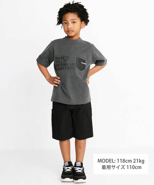 WASK（ワスク）の「ヴィンテージ天竺ロゴBIG Tシャツ(110~160cm)（Tシャツ/カットソー・キッズ・ブルー・150cm/130cm/140cm）」の2枚目の写真