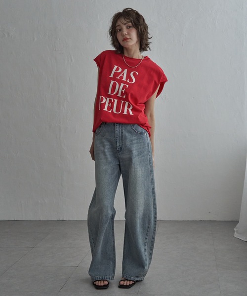 notch.(ノッチ)の「コットンロゴフレンチT(Tシャツ/カットソー・レディース・レッド/グレー/チャコール/オフホワイト・M)」の8枚目の写真