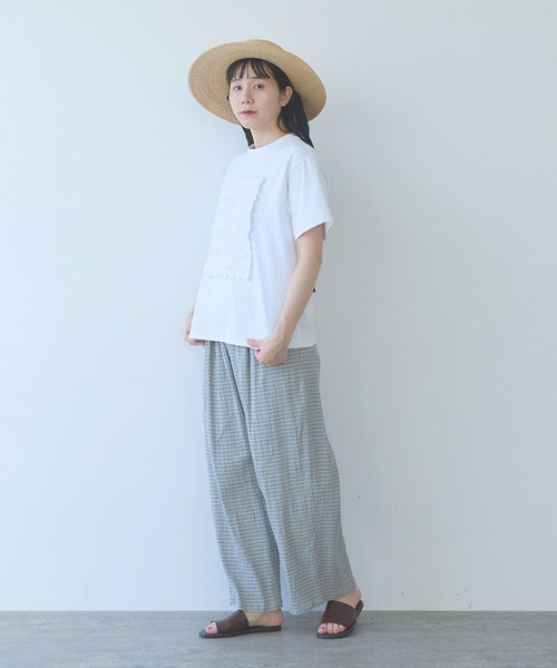 yuni(ユニ )の「cotton Lace Tシャツ(Tシャツ/カットソー・レディース・ブラック/ホワイト/イエロー・FREE)」の11枚目の写真
