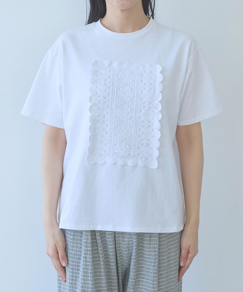 yuni(ユニ )の「cotton Lace Tシャツ(Tシャツ/カットソー・レディース・ブラック/ホワイト/イエロー・FREE)」の18枚目の写真