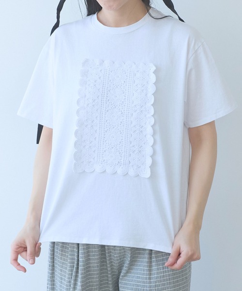 yuni(ユニ )の「cotton Lace Tシャツ(Tシャツ/カットソー・レディース・ブラック/ホワイト/イエロー・FREE)」の17枚目の写真