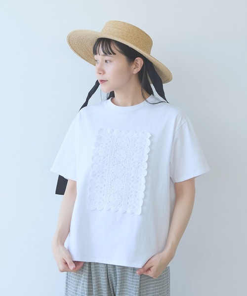 yuni(ユニ )の「cotton Lace Tシャツ(Tシャツ/カットソー・レディース・ブラック/ホワイト/イエロー・FREE)」の13枚目の写真