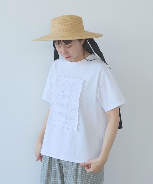 yuni(ユニ )の「cotton Lace Tシャツ(Tシャツ/カットソー・レディース・ブラック/ホワイト/イエロー・FREE)」の14枚目の写真