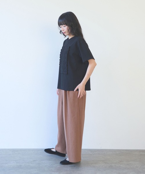 yuni(ユニ )の「cotton Lace Tシャツ(Tシャツ/カットソー・レディース・ブラック/ホワイト/イエロー・FREE)」の5枚目の写真