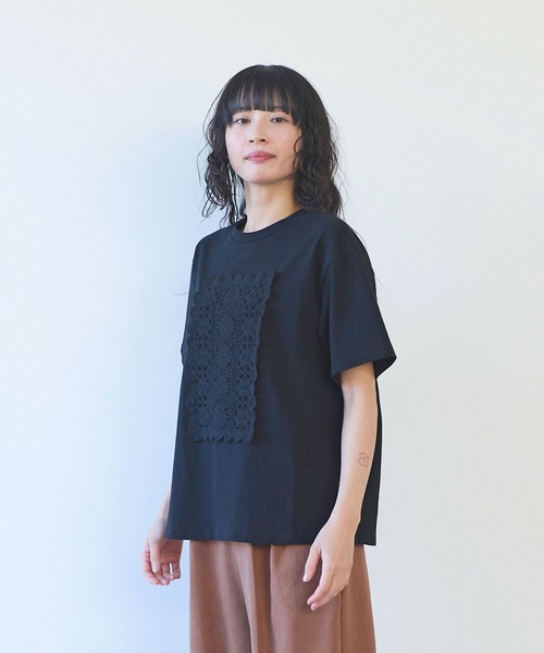 yuni(ユニ )の「cotton Lace Tシャツ(Tシャツ/カットソー・レディース・ブラック/ホワイト/イエロー・FREE)」の8枚目の写真
