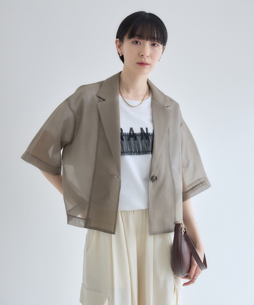 Paradise Picnic(パラダイスピクニック)の「cloche シアー半袖ジャケット(テーラードジャケット・レディース・ブラック/アイボリー/カーキ・FREE)」の10枚目の写真