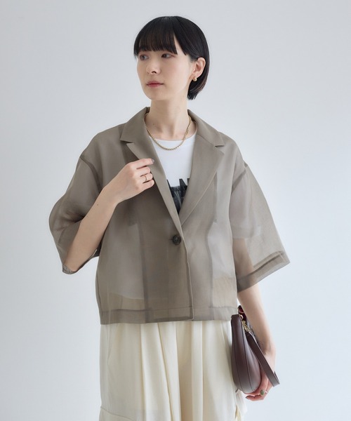 Paradise Picnic(パラダイスピクニック)の「cloche シアー半袖ジャケット(テーラードジャケット・レディース・ブラック/アイボリー/カーキ・FREE)」の14枚目の写真