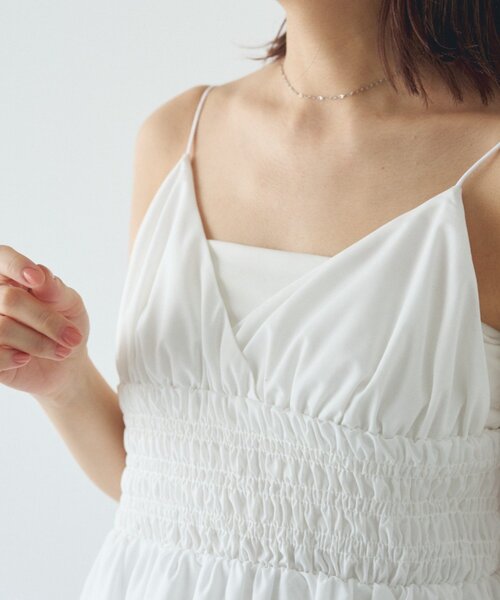 LOUNGEDRESS（ラウンジドレス）の「【PUFRILL/パフリル】《低身長向けサイズ》キャミワンピース（ワンピース・レディース・オフホワイト/ブラック/ブラック系その他・SMALL）」の9枚目の写真